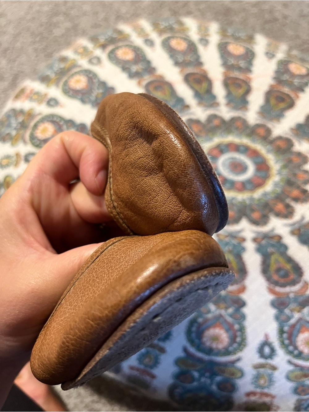 FRYE Women's Cognac Brown Leather Ballet Flats Size 8 Carson - Picture 6 of 8